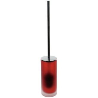 Toilet Brush Red Toilet Brush Holder in Glass and Polished Chrome Steel Gedy TI33-06